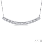 1/20 Ctw Single Cut Diamond Curved Bar Pendant With Chain in Sterling Silver